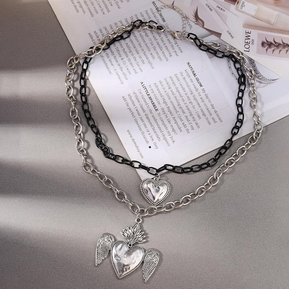 Fashion Multi-layer Cross Pendant Necklaces for Women Men Metal Steampunk Choker Necklace Hip Hop Jewelry Gifts