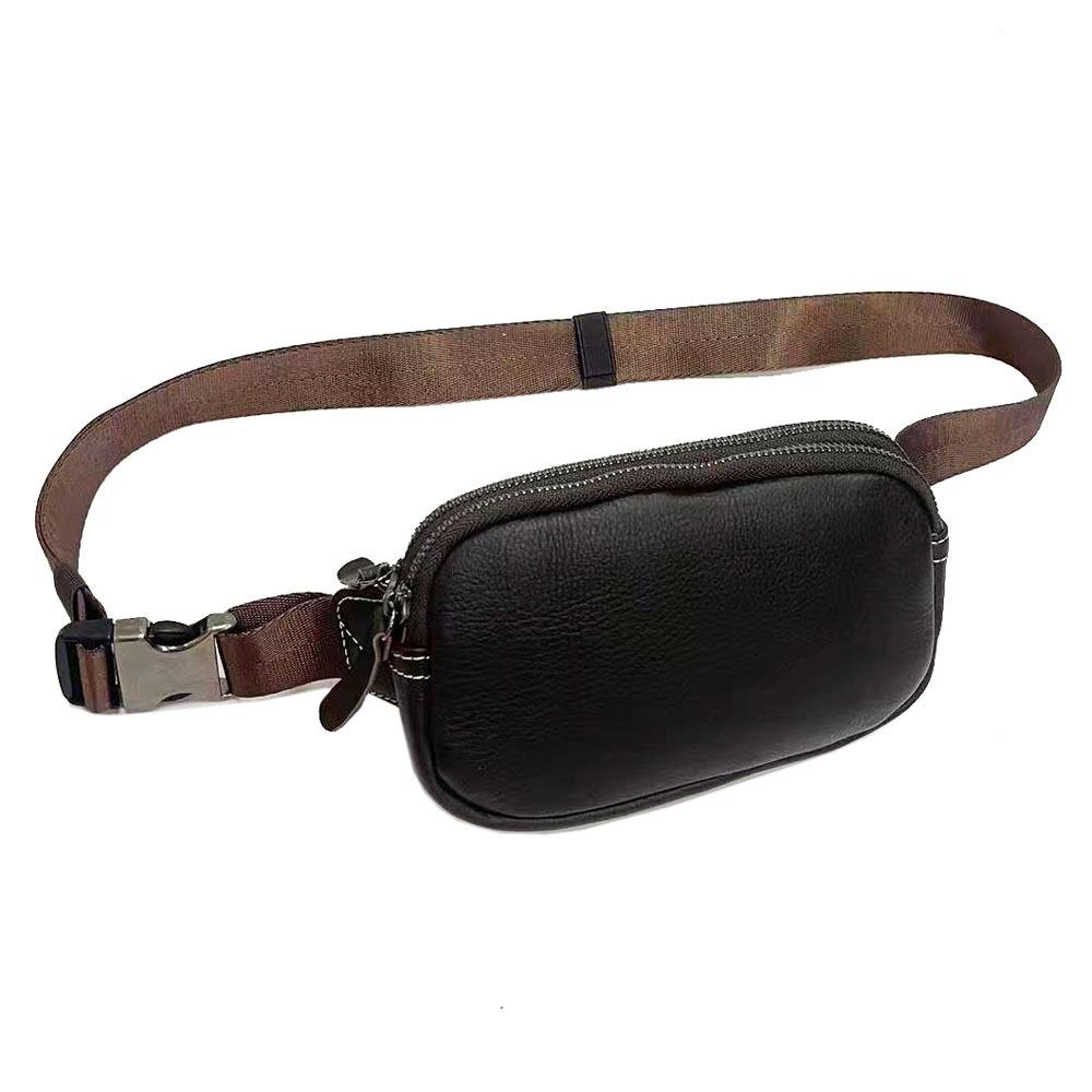 Fashion Internet Celebrity Fanny Pack High Quality First Layer Cowhide Black Fanny Pack Genuine Leather Bag