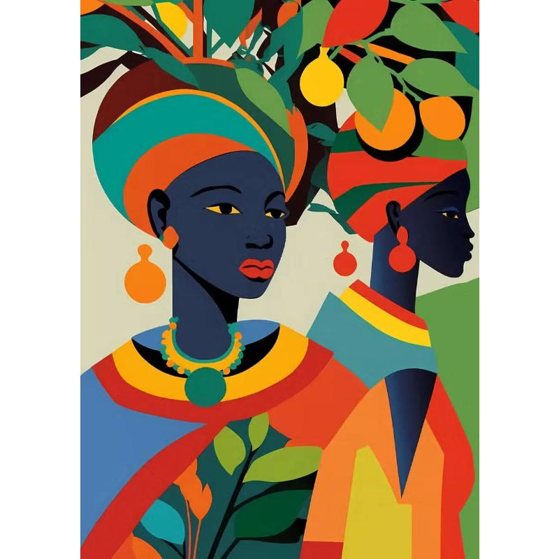 African Artwork Posters Abstract Elegant Nature Women Canvas Painting HD Print Wall Art Pictures for Living Room Home Decoration