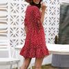 Fashion Women's Summer Sexy Deep V-neck Half Sleeve Print Ruffle Dress