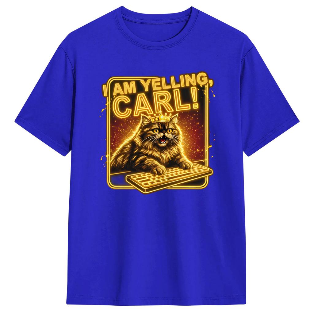 I Am Yelling Carl Donut Cat Meme T Shirt Summer Pure Cotton Tshirts For Unisex Harajuku Casual Tshirt Short Sleeve Awesome Tops