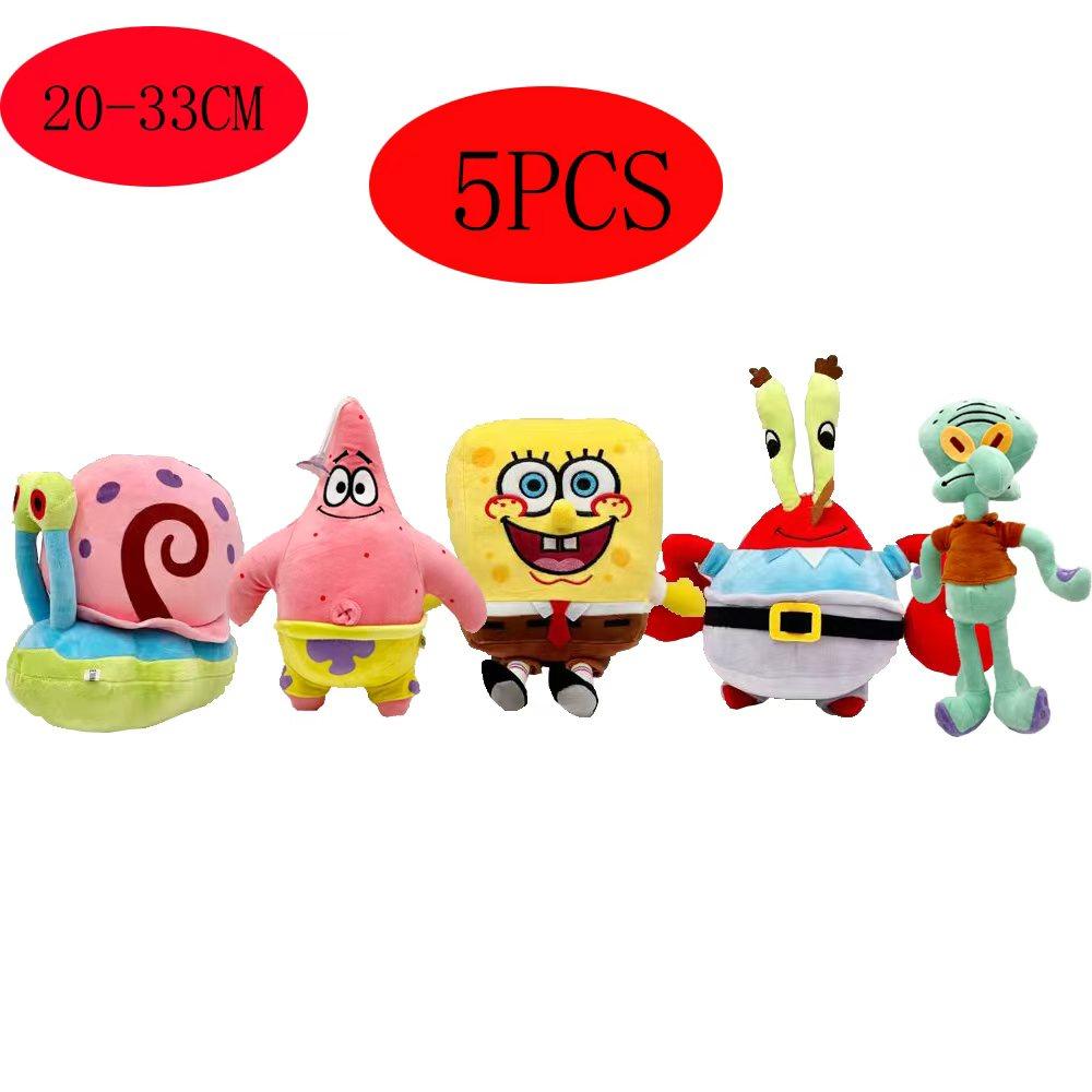 5-10 Pcs Cute Cartoon Sea Creature Plush Toy Set Including Spongebob Patrick Squidward Mr Krabs Gary Birthday Gift