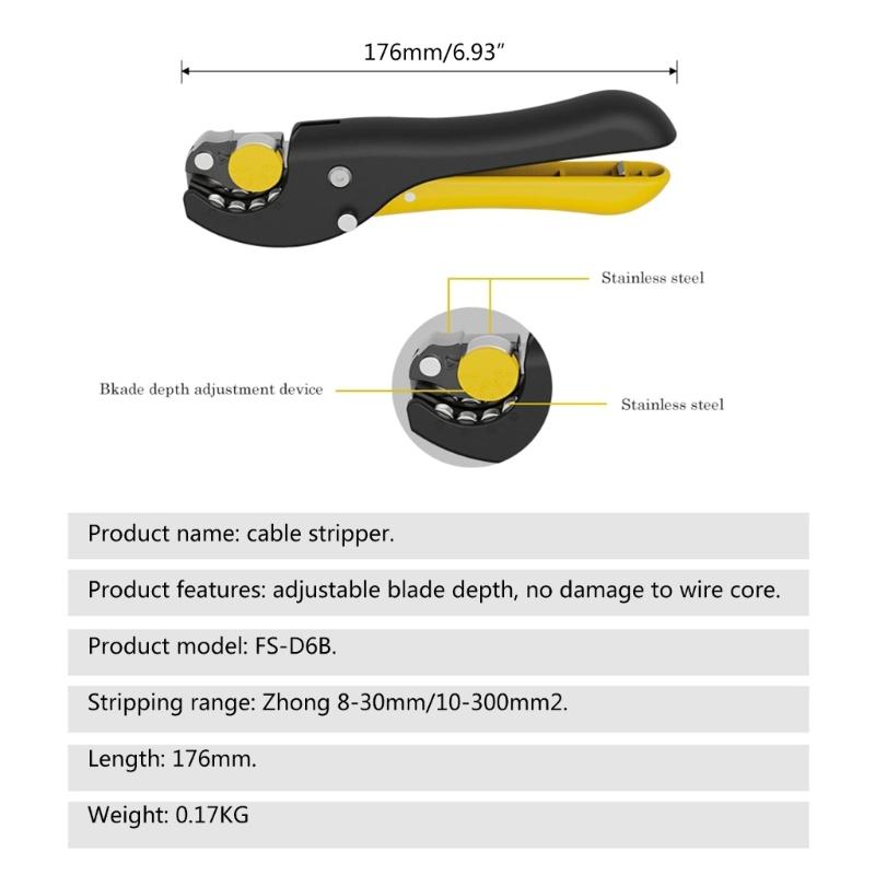 Multifunctional Cable Wire Stripper Stripping Cutter Pliers Handle Tool Hardware Tool Portable Anti-skid Strip Clamp