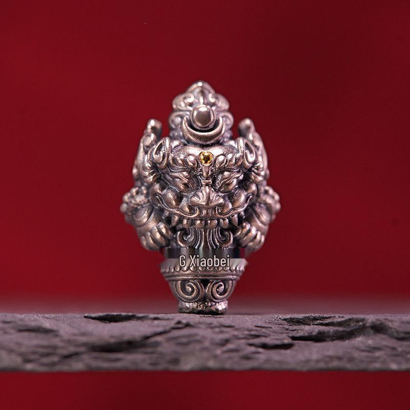 Tibetan Retro Gold-Plated Three-Way Connector Beads Bracelet - Exquisite Buddhist DIY Cultural Accessory серебряный