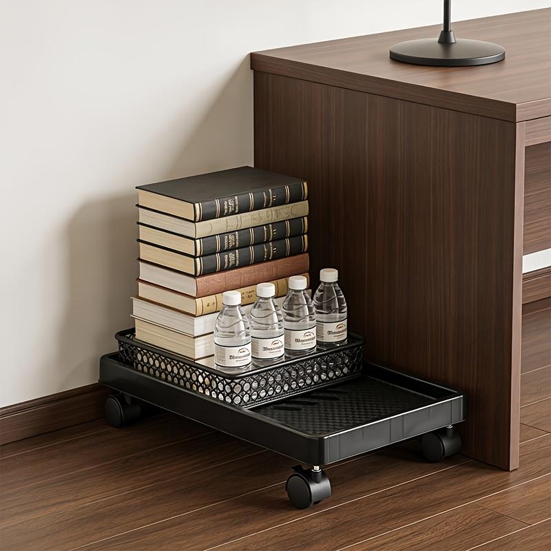 Mobile CPU Stand Heavy Duty Metal Computer Mainframe Holder Rolling Cart Bracket with Wheels Office Desk Storage Rack
