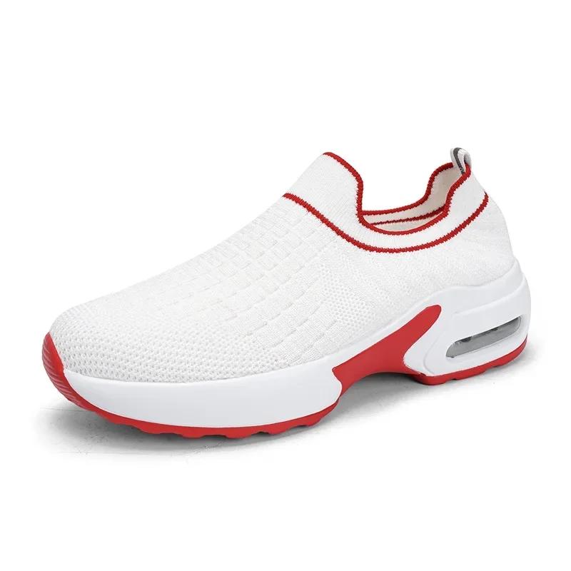 

Fashion Flying Weaving Breathable Casual Shoes Women Lightweight Slip-On Cushioning Sneakers Ladies Non-Slip Sports Jogging Shoe 35