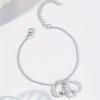 1PC Women's Retro Bohemian Double Heart Chain Ankle Bracelets, Simple and Elegant Design for Daily and Vacation Wear
