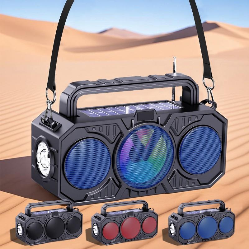 Solar Wireless Bluetooth Speaker Flashlight FM Radio TF USB MP3 Music Player
