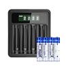 Dual LCD Display Charger with 4 Sets of 1.2V NiMH Rechargeable Batteries