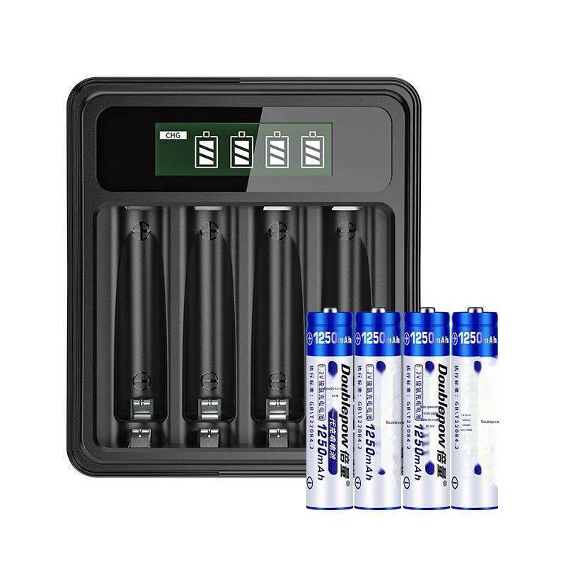 Dual LCD Display Charger with 4 Sets of 1.2V NiMH Rechargeable Batteries
