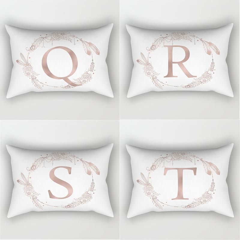 30x50cm English Alphabet A-Z Letter Print Pillowcase Custom Polyester Short PLush Line Sofa Room Home Decoration Cushion Cover