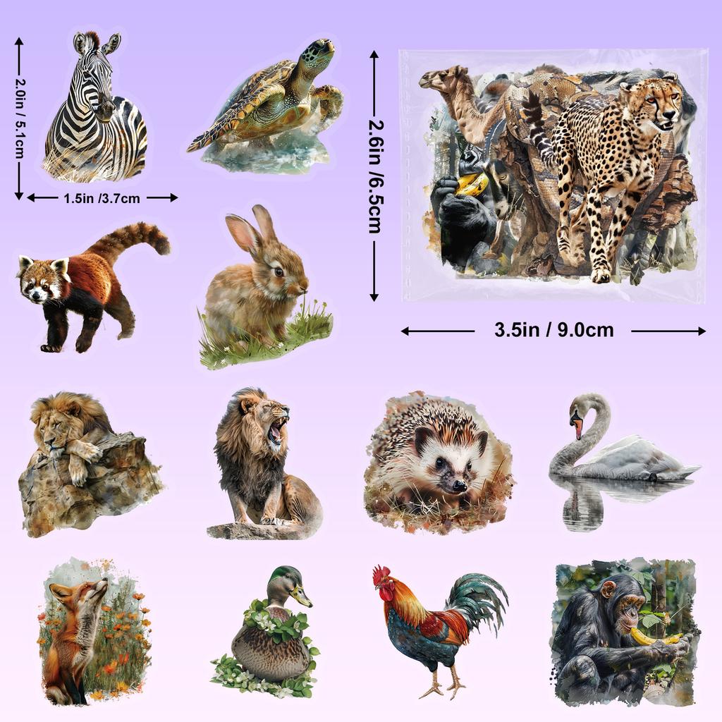 New Product 50 Super Realistic Animal Pictures Transparent Stickers Children's Enlightenment Early Education Stickers DIY Glass Cup Photo Frame