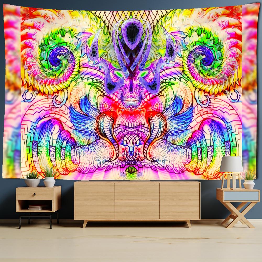 Psychedelic Eyes Tapestry Wall Hanging Witchcraft Abstract Colorful Dark Dormitory Grim Reaper Hippie Tapiz Art Home Decor