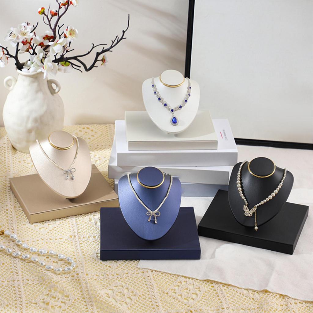 Collar Display Mannequin Necklace Stand Jewelry Organizer PU Leather Versatile And Sturdy Model