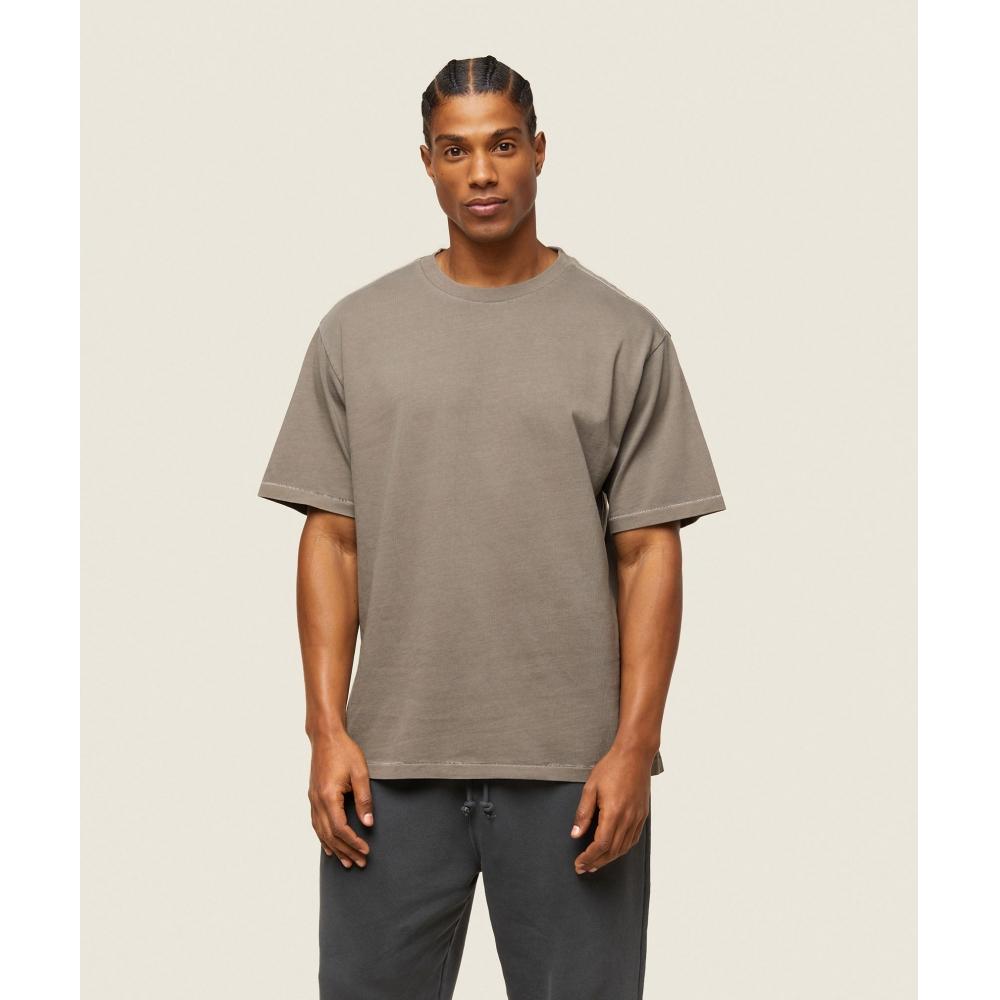 

Повседневная одежда GYMSHARK Свободная футболка из льна коричневого цвета A1B6B NBZL