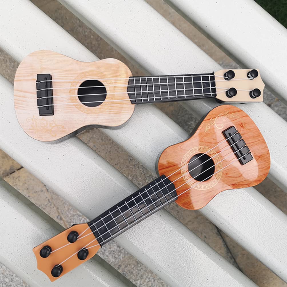Zerodeko Ukulele Mini Plastic Ukulele Model Beginner Musical Musical Learning Toy Kids' Guitar, Toy, Instrument, (Beige)