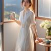 La Chapelle Striped French Short-Sleeve Shirt Dress