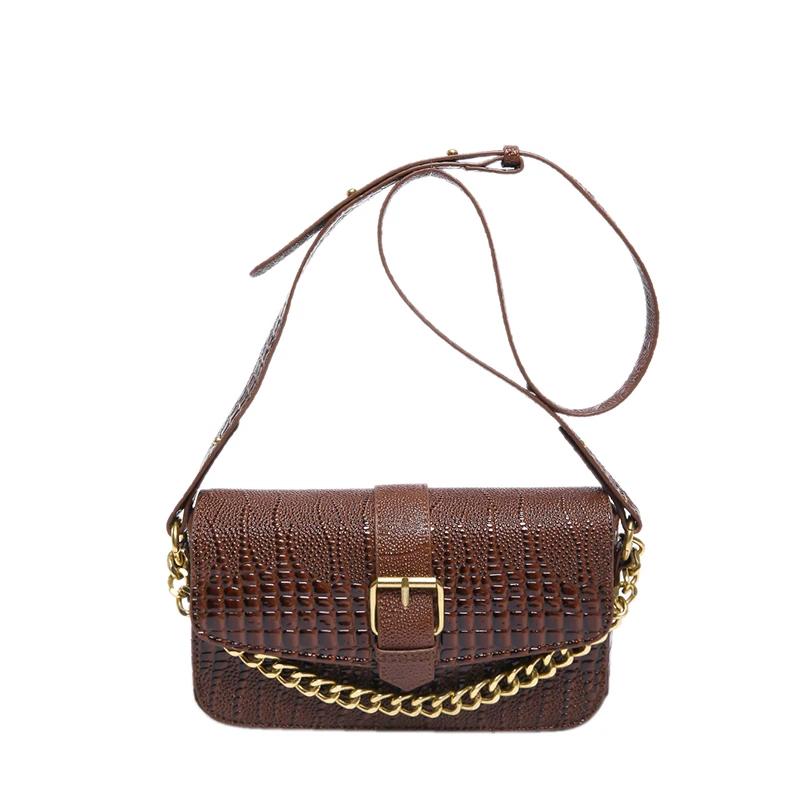 

Сумка с пряжкой из крокодиловой кожи для женщин, сумка через плечо из искусственной кожи, однотонная, изысканная, качественная сумка-мессенджер