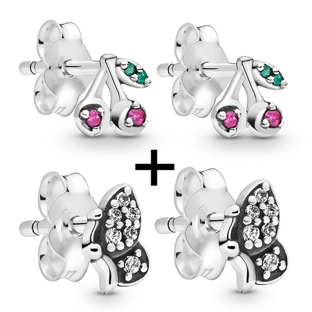 2 Paare/los Silber Überzogene Kristall Stern & Mond Blume Stud Ohrringe Für Frauen Frau Kubikzircon Weiblichen Ohrringe Bijoux Hochzeit geschenk