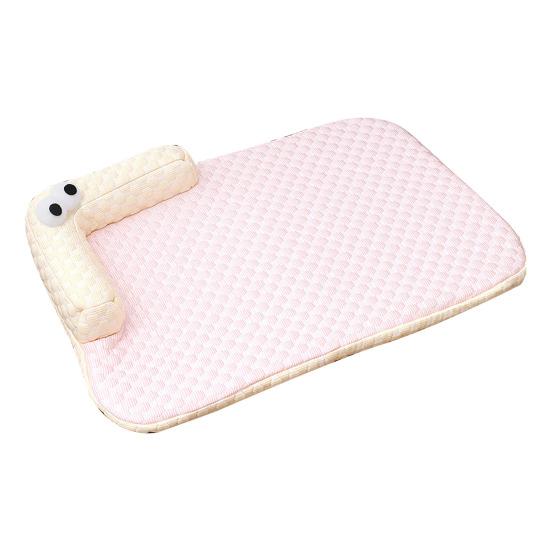 

Dog Cooling Mat Ice Silk Cooling Pet Mat Bed Breathable Summer Pet Sleeping Pad with Neck Support Pillow for Small Dogs Cats S розовый