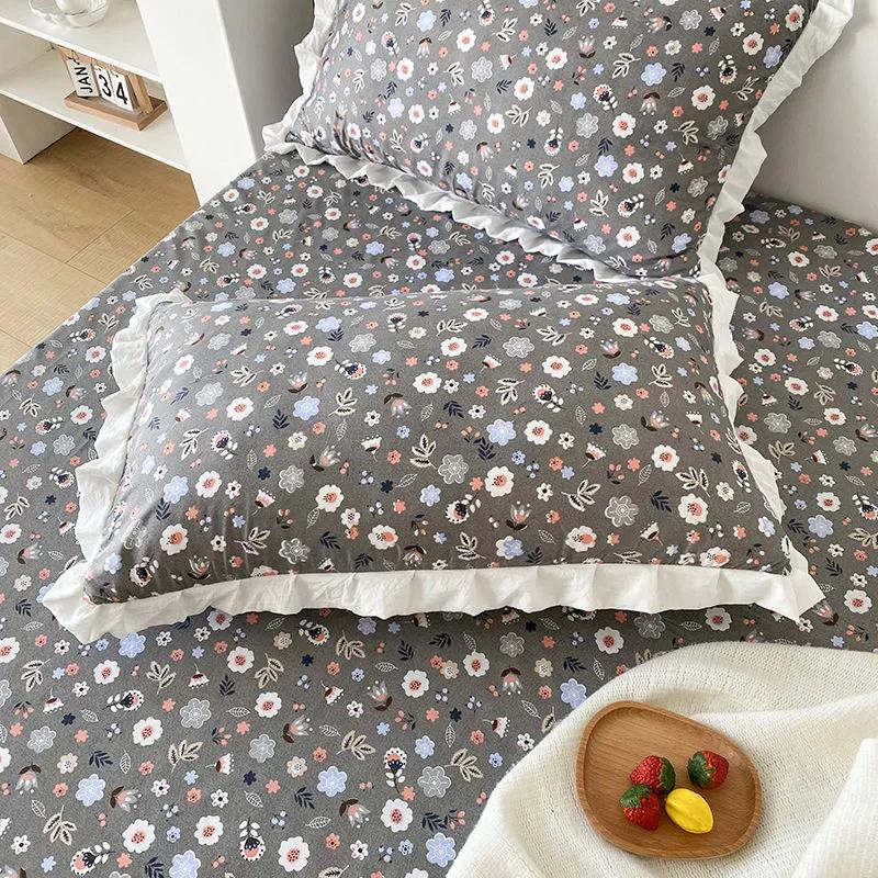 Arctic Velvet Korean Version Small Floral Single Pillowcase Couple Adult Pillowcase High-end Pillowcase 48*74cm