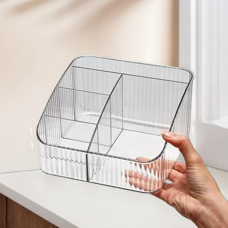 Acrylic Makeup Brush & Lipstick Organizer with Skincare Product Holder