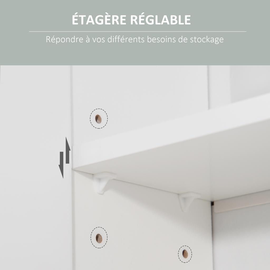 Bathroom Mirror Cabinet, Wall Mounted Storage Cupboard Organizer with Double Doors and Adjustable Shelf, White
