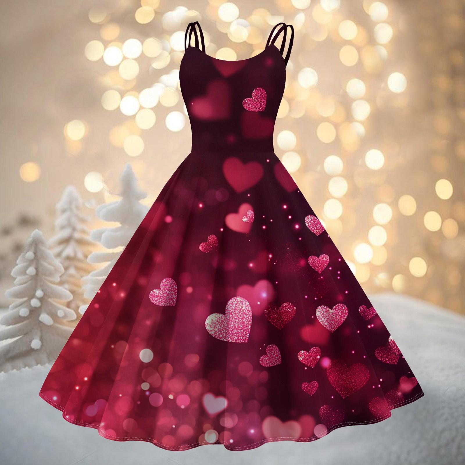 

Женское модное коктейльное платье без бретелек с принтом ко Дню святого Валентина в готическом стиле, панк, винтажное платье. XL винный