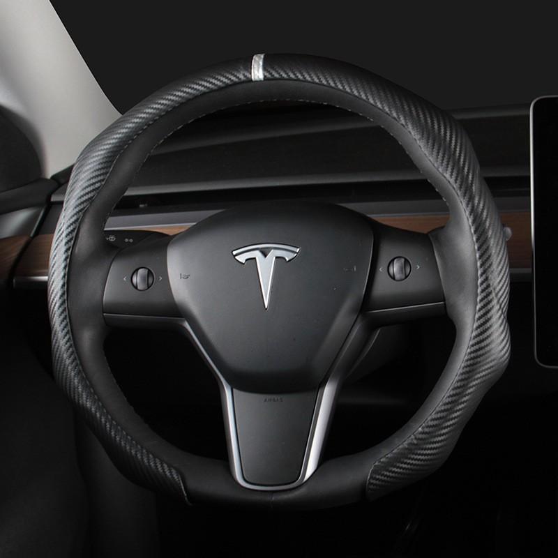 Universal Carbon Fiber Steering Wheel Cover 38cm Diameter All Season Durable Sport Style Car Interior