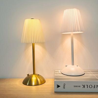 Minimally Pleated Decorative Desk Lamp with Touch Charging Three Color LED Lights for Bedroom and Living Room Decoration