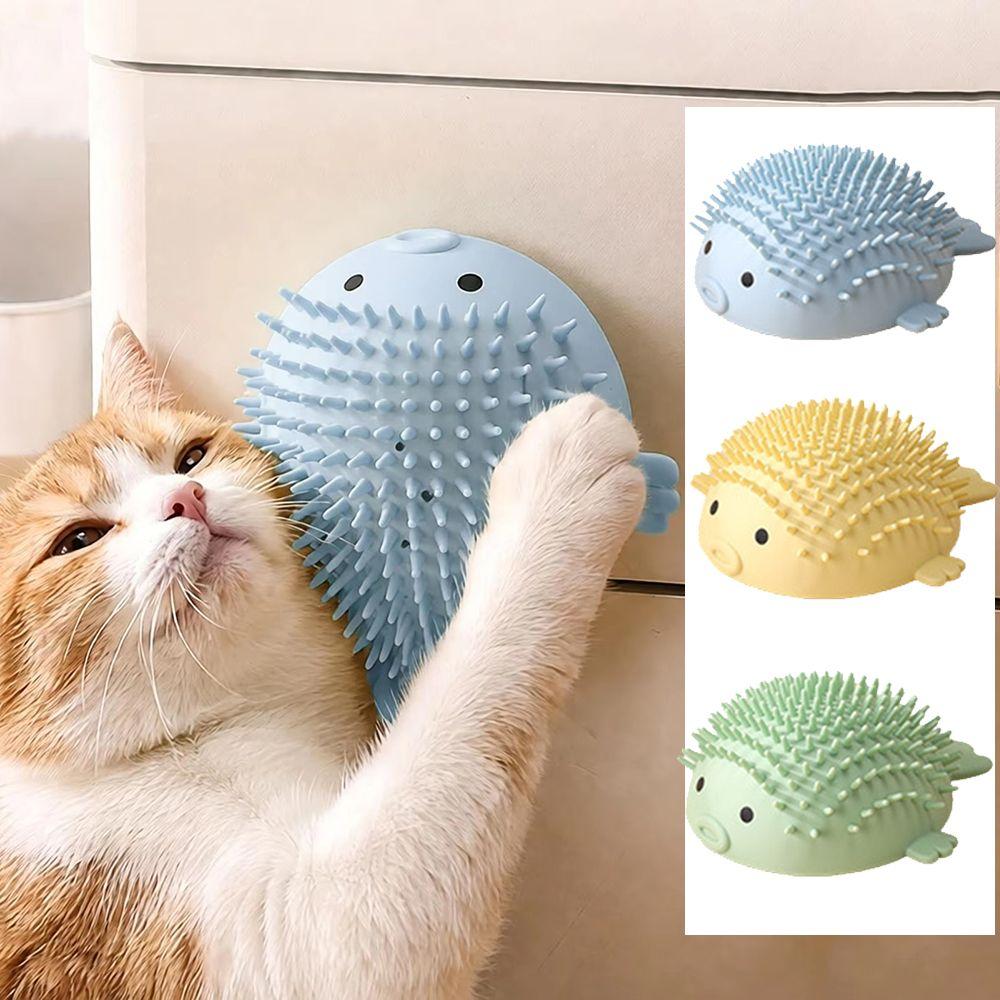 Wall-Mounted Wall Cat Self-Groomer Globefish Shape Cat Massage Brush Living Room