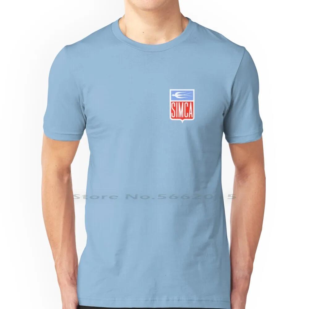 Simca-Emblem T Shirt 100% Cotton Simca Logo Emblem France Car French Classic Historic Old Europe Talbot Short Long Sleeve Tee