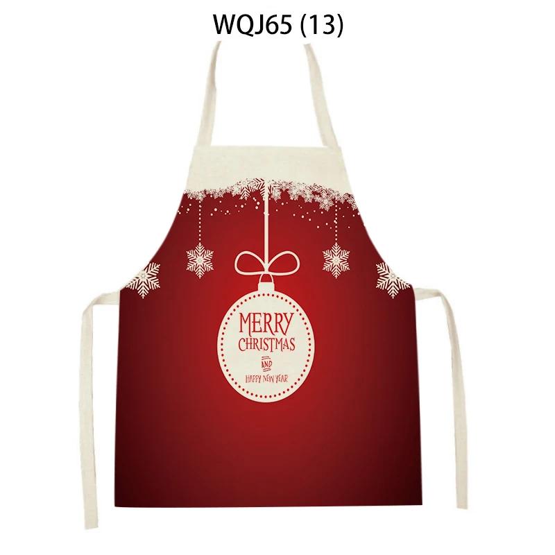 Christmas Apron Snowflake Tree Kitchen Apron Santa Claus Elk Snowman Print Aprons Dinner Party Cooking Apron Baking Accessories
