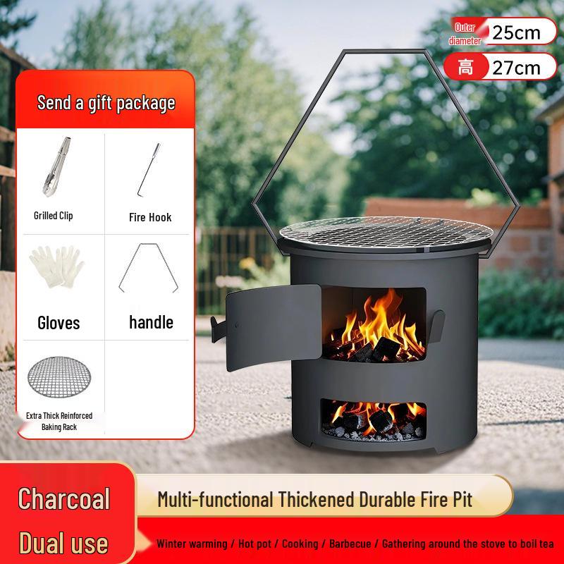 Portable Outdoor Firewood Stove: Multi-Functional and Thickened for Camping, Picnics, and Tea Brewing
