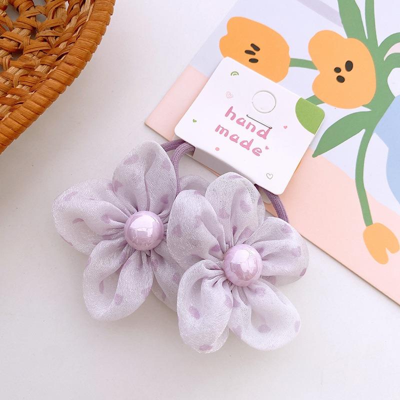 

Кавайная резинка для волос с жемчужным цветком для детей, девочек, эластичная резинка для волос, аксессуары, завязка для волос, головной убор, украшение about 4 cm