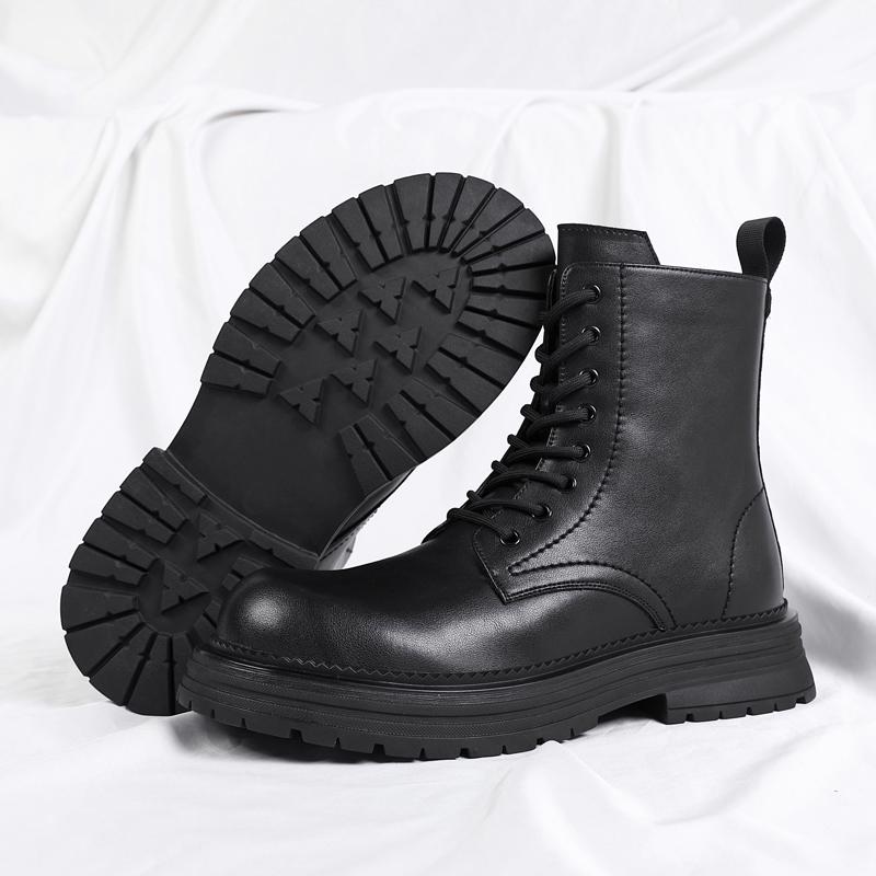 New Arrival Mens Motorcycle Boots Comfortable High Top Leather Shoes Fashion Simple Male Ankle Boots Classic Botas Walking Shoes