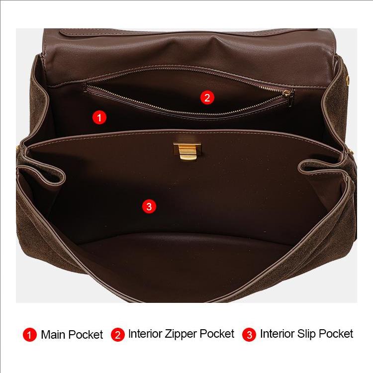 Ekte Dobbeltlags Lær Skulderveske for Kvinner - Brun Semsket Håndveske med Gullbeslag, Klassisk Tote for Daglig Bruk & Arbeid