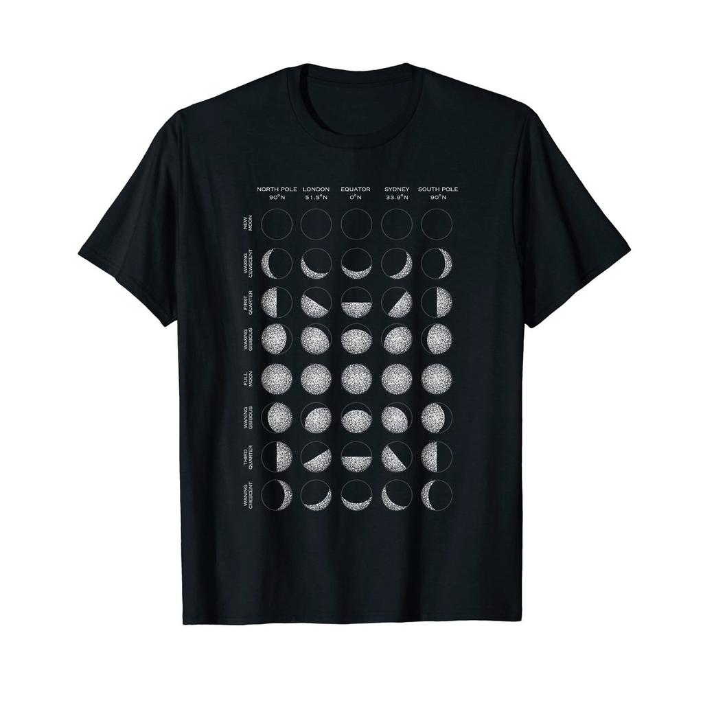 Vinyl boutique Moon Phases Astronomy Science T-Shirt Unisex Kids Men Women Graphic Cotton Tee