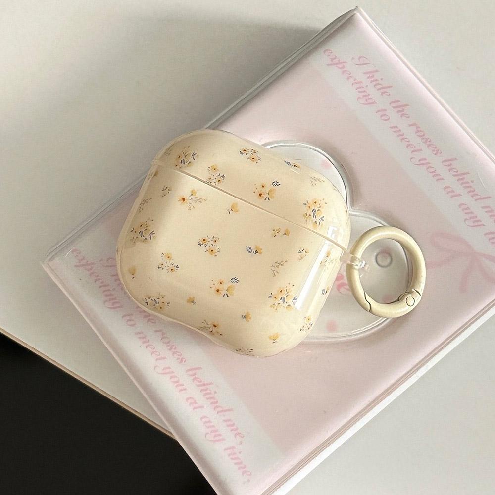 Cute Simple Fresh Flower Gloss Soft Shell Fashion Heart Pendant Suitable Girl Earphone Protection Case for AirPods 1 2 3 4 Pro 2