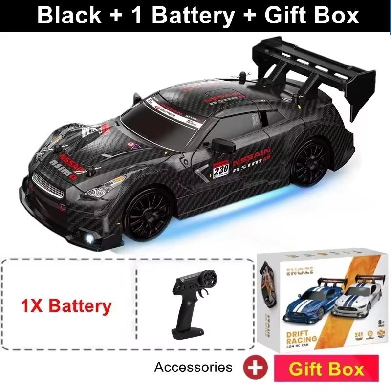 

1:24 Scale Remote Control Drift Cars 2.4GHz 4WD Off-Road Racing with LED Lights 30km/h High-Speed RC Vehicle Ideal Gift for Kids чёрный