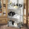 3/4 Layer Acrylic Storage Cart with Hanging Basket, Multi-functional Storage Rack for Bedroom, Bathroom, Kitchen ,Home Organizer