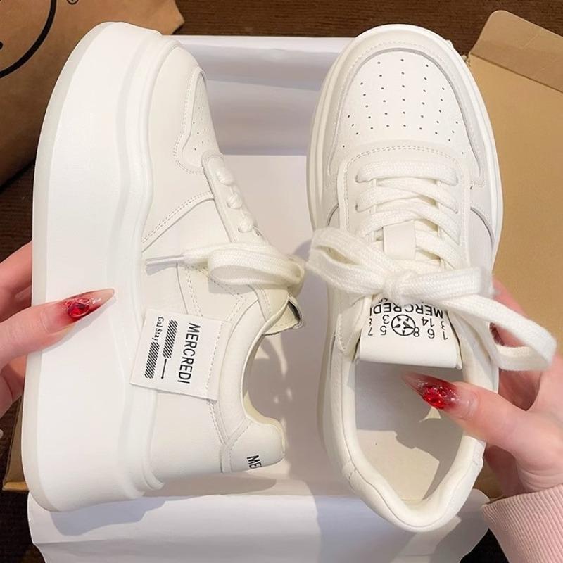 Nová Móda Kožené Dámské Černé Bílé Ležérní Dámské Vulkanizované Tenisky Prodyšné Sportovní Chůze Běh Platforma Ploché Boty