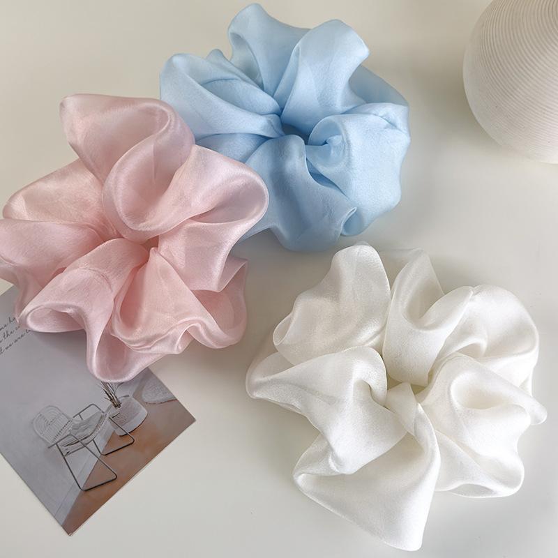 Retro French Large Hair Scrunchies Solid Color Headbands Spring/Summer Sweet Head Rope Female Tie Hair Rubber Bands for Womens
