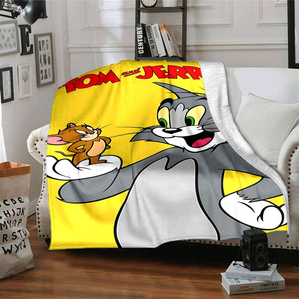 1pc Tom, Jerry Blanket Lightweight Flannel Throw For Sofa, Bed, Travel, Livingroom, Office, Couch, Chair, And Bed