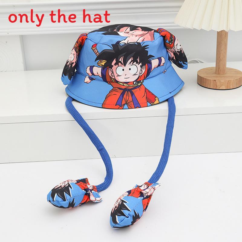 Cartoon Fisherman Hat For Kids With 3d Ears And Stitch Spider Man Print Design Summer Sun Protection Cotton Polyester