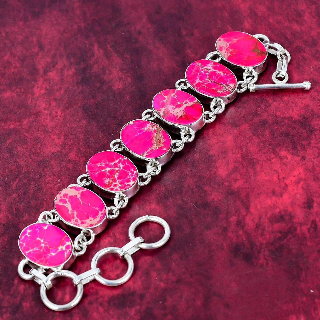 Ροζ Κοσμήματα Θαλάσσιου Ιζήματος, Βραχιόλι με πολύτιμους λίθους από μασίφ ασήμι 925, Χειροποίητα Κοσμήματα, Για την Ημέρα Μνήμης