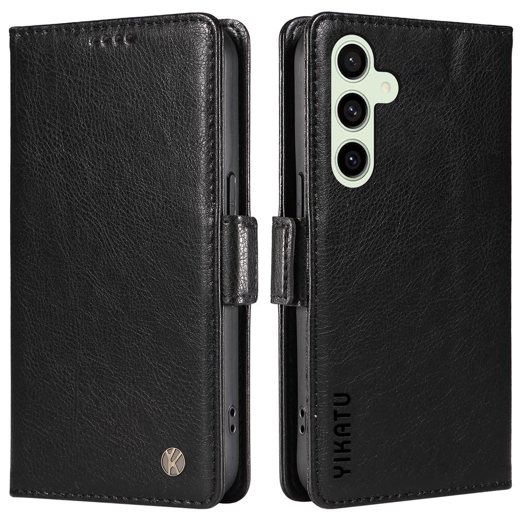 YIKATU YK-007 For Samsung Galaxy S24 FE Phone Case Litchi Texture PU Leather Wallet Cover