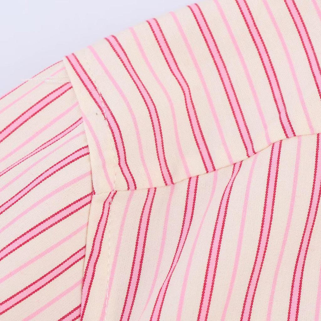 2025 Spring European & American Style Striped Single-Breasted Loose Shirt