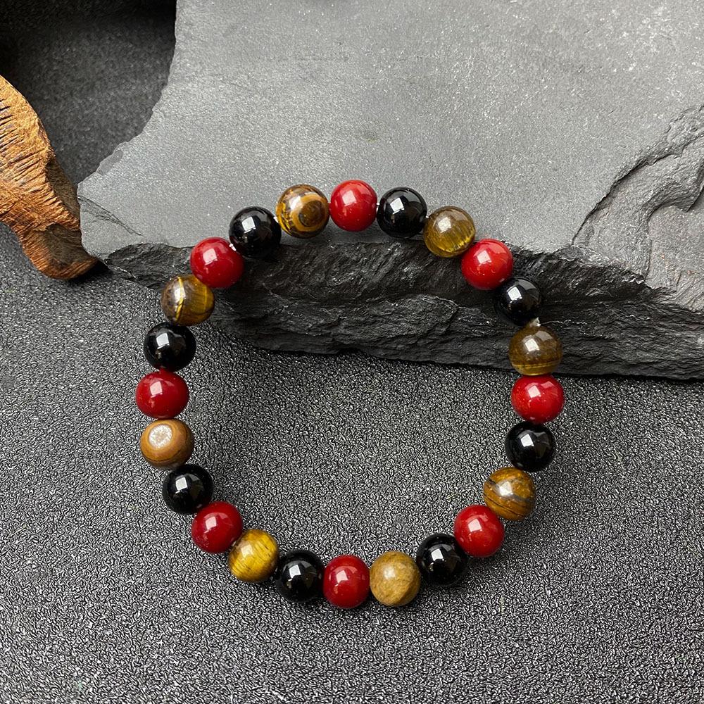 8mm Amazon Tiger's Eye, Obsidian and Redstone Beads, Personalized Jewelry for Men and Women
