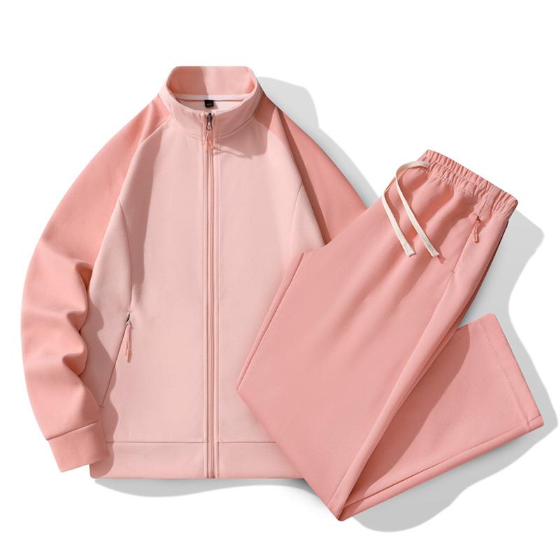 Leisure Sports Set Women's Two Piece Set Spring and Autumn Color Insertion Loose Breathable Splicing Stand Up Collar Coat Sports Running Set